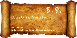 Blistyik Verita névjegykártya